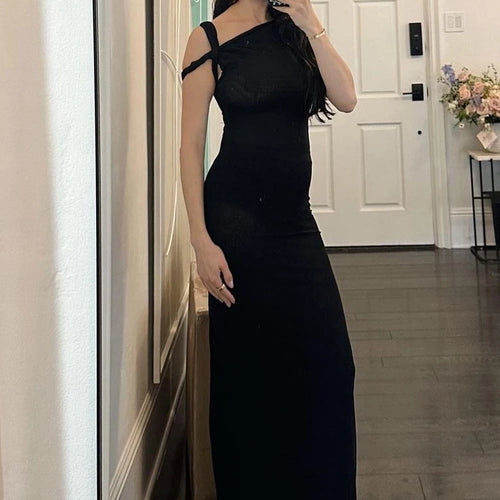 Load image into Gallery viewer, Spring Fashion Solid Short Sleeve Slip Irregular Sexy Slim Maxi Dress Women Designer Clothes Evening Party Festival
