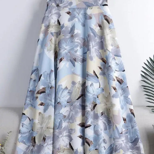 Load image into Gallery viewer, Chiffon Print Dot Skirts Womens High Waist All-match Summer Medium Long  A-line Skirt Female Office Lady Pleated Skirt Elegant
