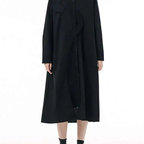 Load image into Gallery viewer, Women Purple Irregular Spliced Big Size Shirt Dress New Lapel Long Sleeve Loose Fit Fashion Spring Autumn 2025 1DH0654
