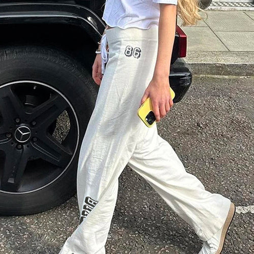 Load image into Gallery viewer, Casual White Sporty Chic Sweatpants Autumn Pants Women Streetwear Straight Leg Trousers Homewear Drawstring Outfits
