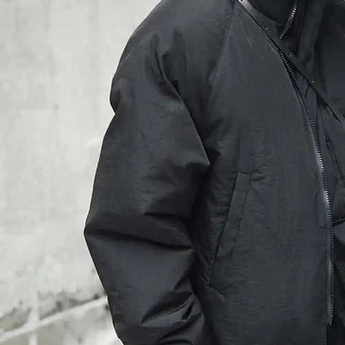 Load image into Gallery viewer, Spring Stand Collar Black Single Pocket Stitch Large Size Warm Cotton-padded Coat Women Jacket Fashion JI51
