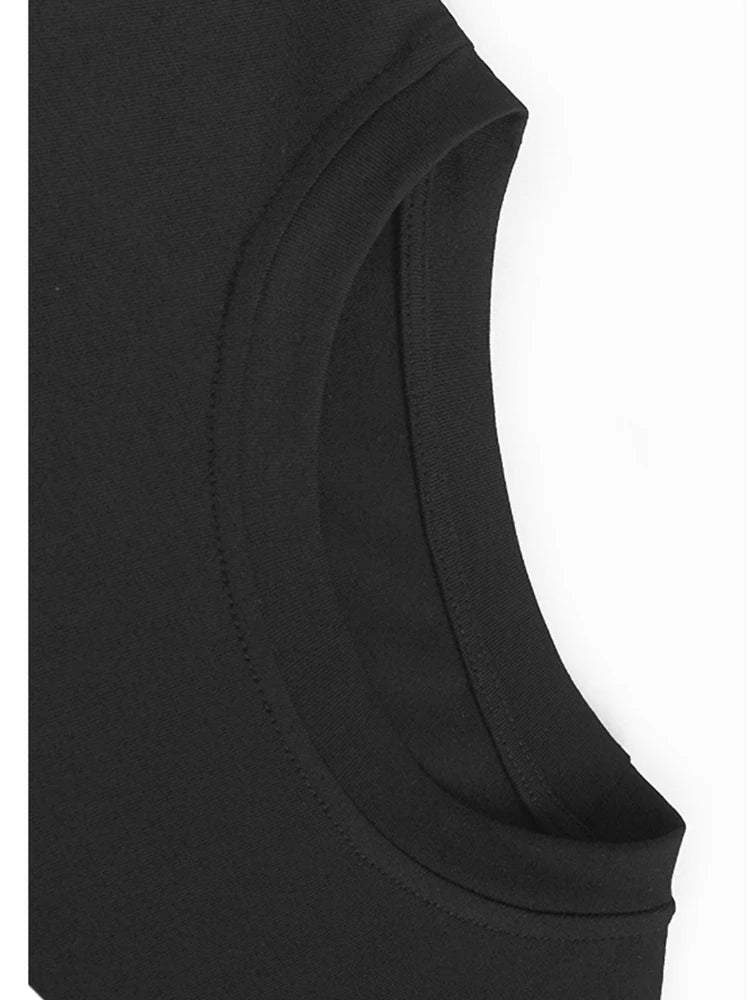 Women Black Irregular Spliced Big Size Casual Dress New Round Neck Short Sleeve Fashion Tide Spring Summer 2025 1DJ1188