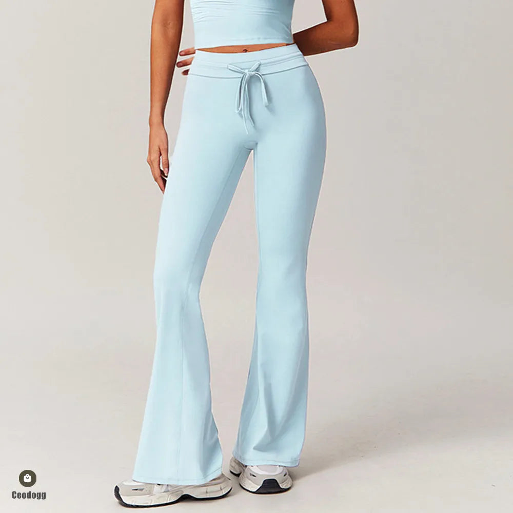 Women Gym Fitness Yoga Pants High Waist Flared Leggings Workout Runing Sport Leggings Women's Control Tummy Yoga Wide Leg Pants