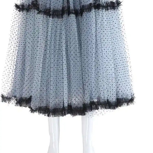 Load image into Gallery viewer, High Elastic Waist Red Dot Mesh Ruffles Elegant A-line Half-body Skirt Women Fashion Tide New Spring Autumn 2025 1DH6335
