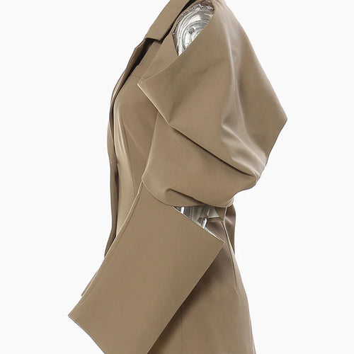 Load image into Gallery viewer, Women Off Shoulder Chain Big Size Blazer New Lapel Long Sleeve Loose Fit Jacket Fashion Tide Spring Autumn 2025 1DE9885
