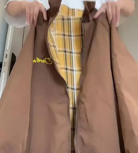 Korean Double Sided Wear Jackets for Women's 2024 Ropa Mujer Streetwear Oversized Tops Hooded Casual Fashion Stand Neck Coats