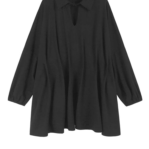 Load image into Gallery viewer, Women Black Pleated Hollow Out Big Size Elegant Mini Dress New V-Neck Long Sleeve Fashion Tide Spring Autumn 2025 1DH9549
