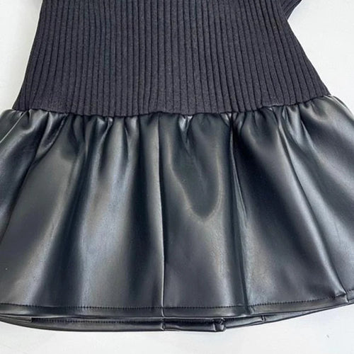 Load image into Gallery viewer, Black Pu Leather Elastic Waist Big Size Jacket New Lapel Long Sleeve Women Coat Fashion Tide Spring Autumn 2025 1DF3853
