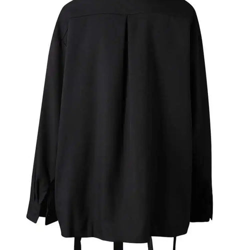 Load image into Gallery viewer, Women Black Three-dimensional Flower Big Size Blouse New Lapel Long Sleeve Shirt Fashion Tide Spring Autumn 2025 CPG2864
