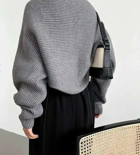 Elegant Gray Knitting Cardigan Sweater Loose Fit V-Neck Long Sleeve Women New Fashion Tide Autumn Winter 2025 1DF2337