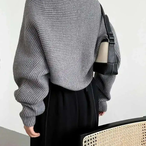 Load image into Gallery viewer, Elegant Gray Knitting Cardigan Sweater Loose Fit V-Neck Long Sleeve Women New Fashion Tide Autumn Winter 2025 1DF2337
