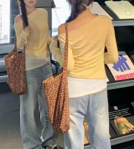 y2k Aesthetic Tops 2000s Women Clothes Lace Patchwork Off Shoulder Long Sleeve T Shirts Fairycore Clothing Streetwear