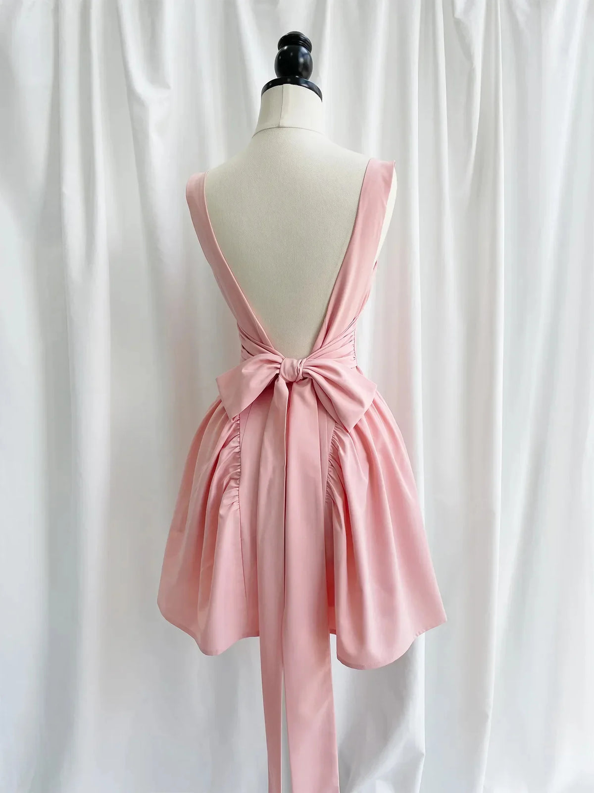 Summer Sexy Square Collar Backless Party Dresses Mini White Drape A Line Night Date Dress Big Bow Women New In Dress