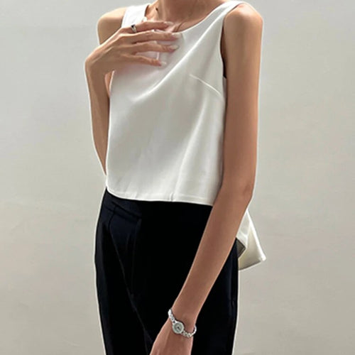 Load image into Gallery viewer, Backless Bowknot Tank Tops For Women Round Neck Sleeveless Solid Minimalist Vests Female Summer Clothing Style
