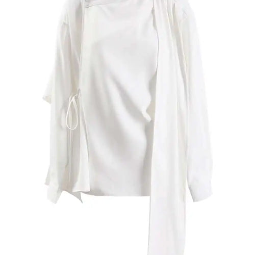 Load image into Gallery viewer, Women Irregular Design Ways Wear Big Size Blouse New Stand Collar Long Sleeve Shirt Fashion Spring Autumn 2025 CPG1239
