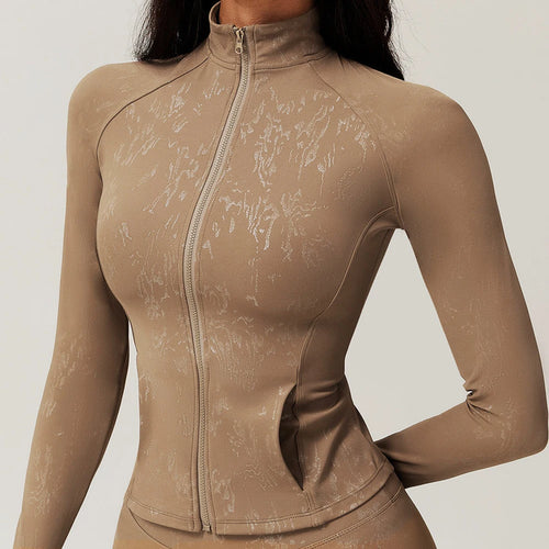 Load image into Gallery viewer, Stamping Long Sleeve Sport Jacket Women Zipper Fitness Yoga Shirt Gym Top Activewear Push Up Running Coats Workout Clothes Woman
