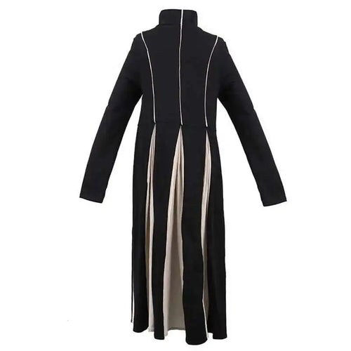 Load image into Gallery viewer, Women Black White Contrast Color Long Dress New Turtleneck Long Sleeve Loose Fit Fashion Tide Autumn Winter 2025  1DD2153
