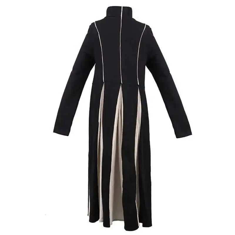 Women Black White Contrast Color Long Dress New Turtleneck Long Sleeve Loose Fit Fashion Tide Autumn Winter 2025  1DD2153