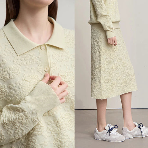 Load image into Gallery viewer, Women's Sweater 2025 Autumn New Knitted Long Sleeves Women's Clothing Sweater Midi Skirt Solid Color Elegant Dress 12543068
