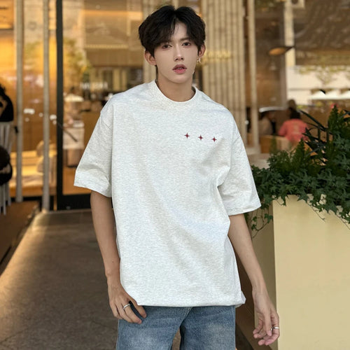 Load image into Gallery viewer, Simple Male Loose T-shirts Round Neck Short Sleeve Casual Embroidery Men&#39;s Pullover Tops Summer Tide 9C6328
