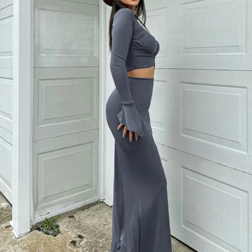 Load image into Gallery viewer, Elegant Long Sleeved Elastic Tight Top Half Skirt Women's Set Sexy Party Club Evening Dress Two-piece Set Spring 2025
