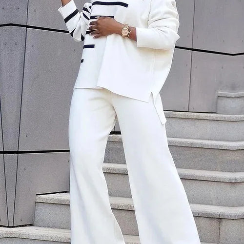 Load image into Gallery viewer, Stripes Sweater for Woman Autumn Loose Long Sleeve Top High-low Daily Casual Pullovers Winter Clothes for Woman
