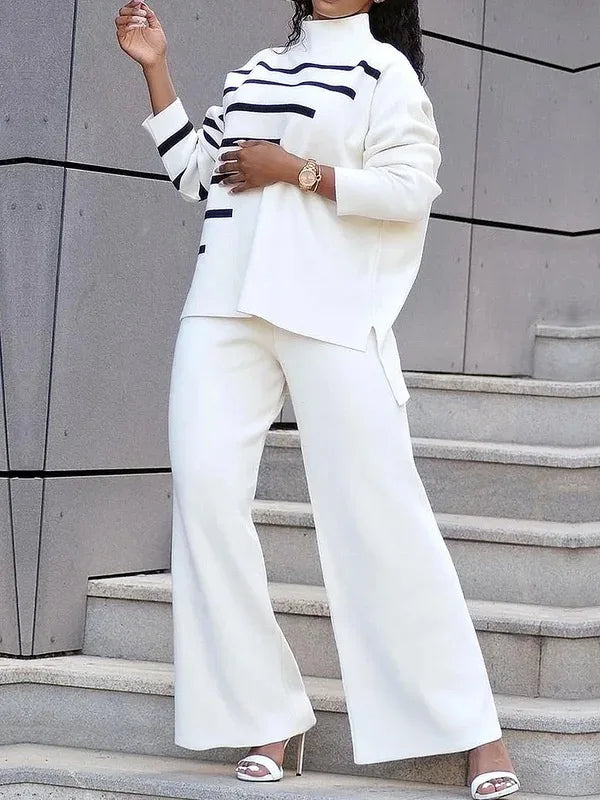 Stripes Sweater for Woman Autumn Loose Long Sleeve Top High-low Daily Casual Pullovers Winter Clothes for Woman