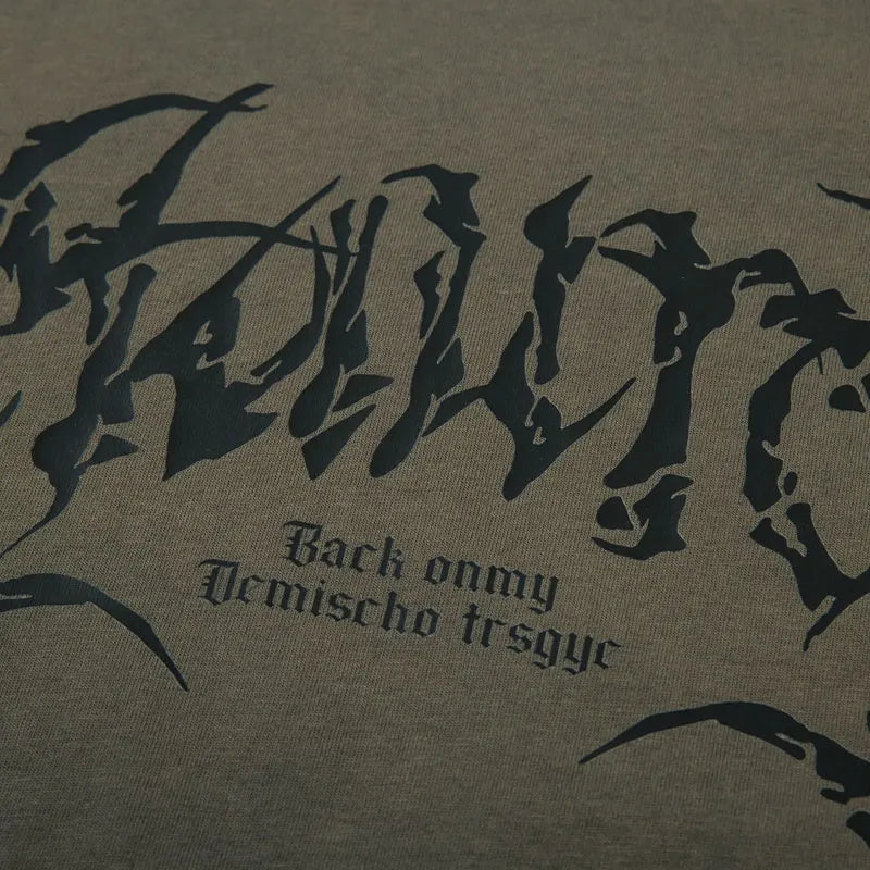 Vintage Oversized T-Shirt Y2K Grunge Skull Graphic Printed Ripped Hole Gradient Tshirt Hip Hop Punk Gothic Casual Streetwear Top