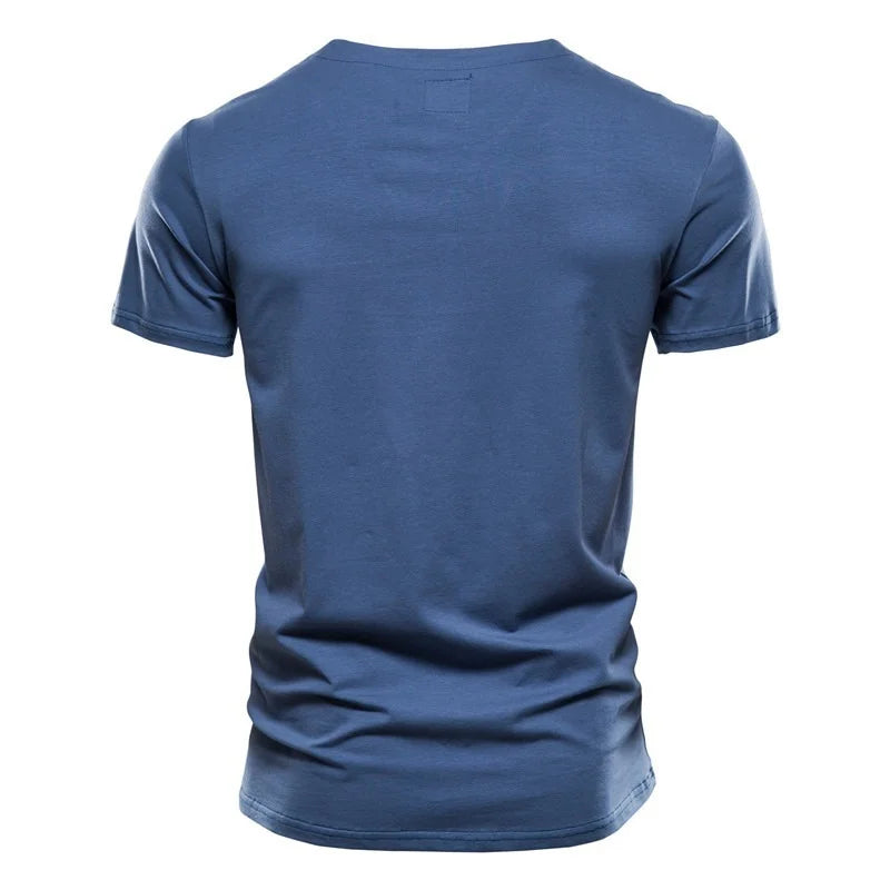 Summer Top Quality Cotton T Shirt Men Solid Color Design V-neck T-shirt Casual Classic Men's Clothing Tops Tee Shirt Men