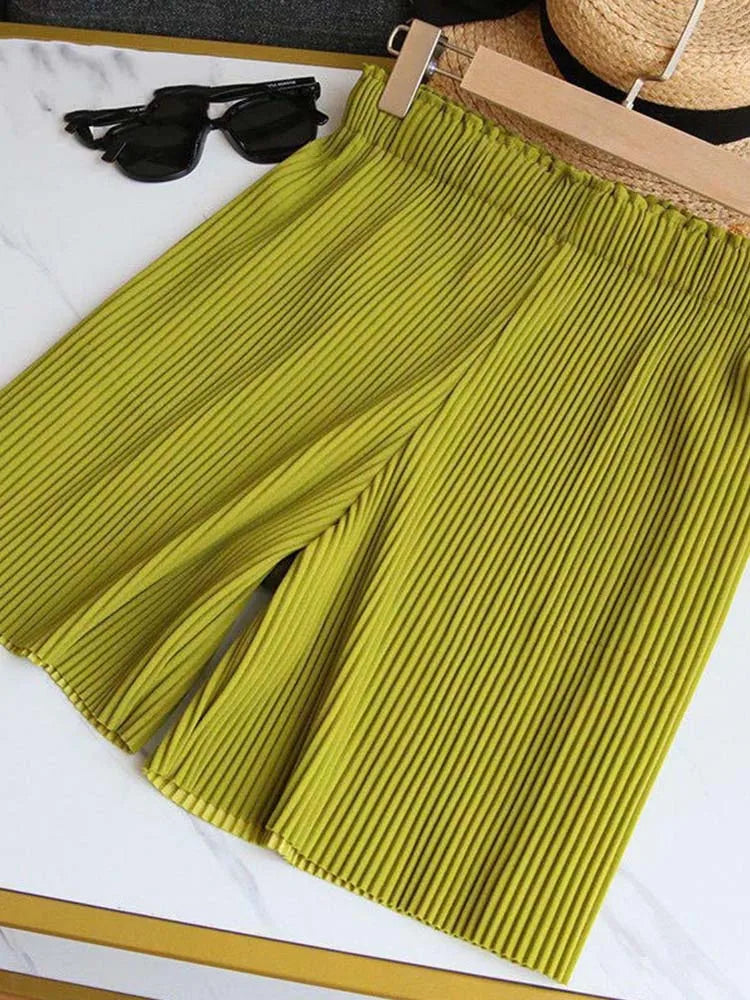 Women Shorts Harajuku Summer wide-leg Pants Leisure Loose Korean Style Solid Color woman's Shorts