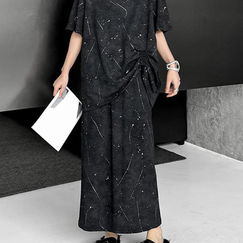 Load image into Gallery viewer, Printed Pleated T-shirt Skirt Two Pieces Suit New Round Neck Short Sleeve Women Fashion Tide Spring Summer 2025 1DJ1161
