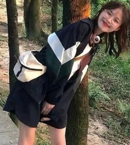 Summer Patchwork Contrast Color Coat Harajuku Zipper Y2k Aesthetic Women Oversized Tops Vintage Casual Streetwear Grunge Jackets