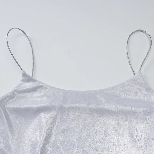 Load image into Gallery viewer, Sliver Spaghetti Strap Sexy Maxi Dress For Women Fashion Sparkle Sleeveless Backless Ruched Beach Club Sexy Long Dress
