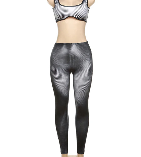 Women Fashion 2 Piece Matching Sets Tie Dye Sexy Slim Crop Tank Top Pants Autumn Casual Outfits Streetwear Sport Yoga