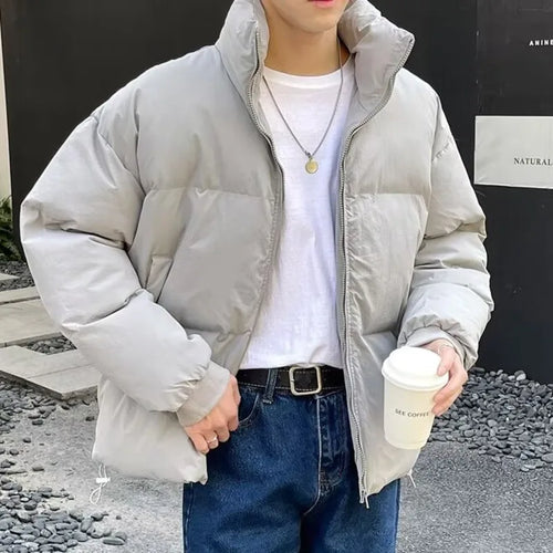 Load image into Gallery viewer, Stand Collar Padded Jacket Men&#39;s Warm Top Casual Thick Zipper Drawstring 2024 Fashion Male Winter Cotton Coat Korean 9C8852
