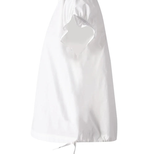 Load image into Gallery viewer, Women White Ruffles Bandage Big Size Blouse New Round Neck Short Sleeve Shirt Fashion Tide Spring Summer 2025 CPG3168
