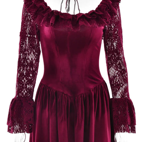 Load image into Gallery viewer, Elegant Long Sleeve Lace Patchwork Tight Dress Women Sexy Trumpet Sleeves Slim Skirt Autumn/Winter New 2025 Vestido
