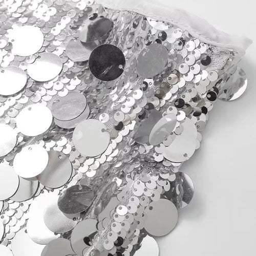 Load image into Gallery viewer, Women Fashion With Sequined Solid Side Zipper Mini Skirt Vintage High Waist Female Chic Lady Skirts
