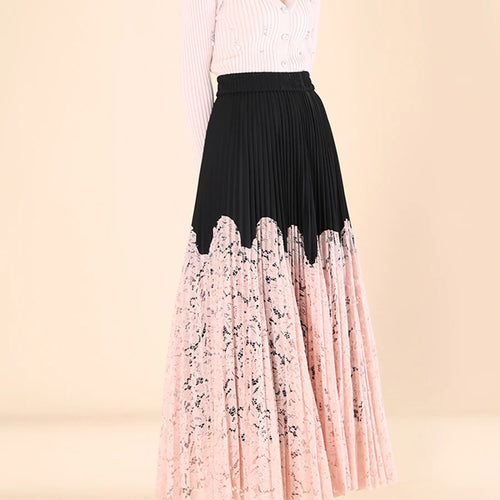 Load image into Gallery viewer, Hit Color Cut Out Fashion Skirt For Women High Waist Elastic Waist High Street Embroidery Loose Skirt Female New
