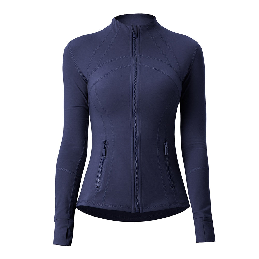 Seamless Long Sleeve Zip Yoga Shirts Anti-Shrink Fitness Sport Top Jacket For Woman Push Up Activewear Running Clothes v1