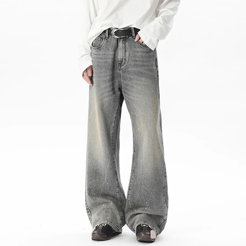 Summer New Chic Male Jeans Straight Wide Leg Men's Denim Pants 2025 Stylish Men Clothing Streetwear American Style 9W1652