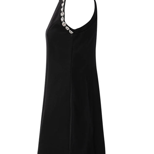 Load image into Gallery viewer, Women Black Rhinestones Spliced Elegant Slim Vest Dress New Round Neck Sleeveless Fashion Tide Spring Summer 2025 CPG2981
