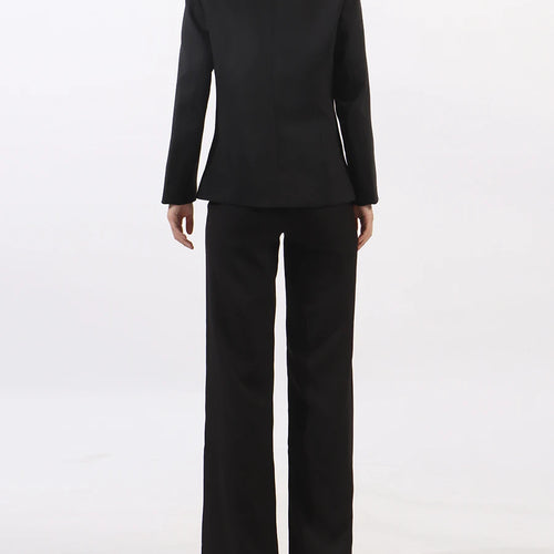 Load image into Gallery viewer, Solid Split Spliced Diamonds Two Piece Sets for Women Lapel Long Sleeves Blazer High Waist Pant Fashion Set Female
