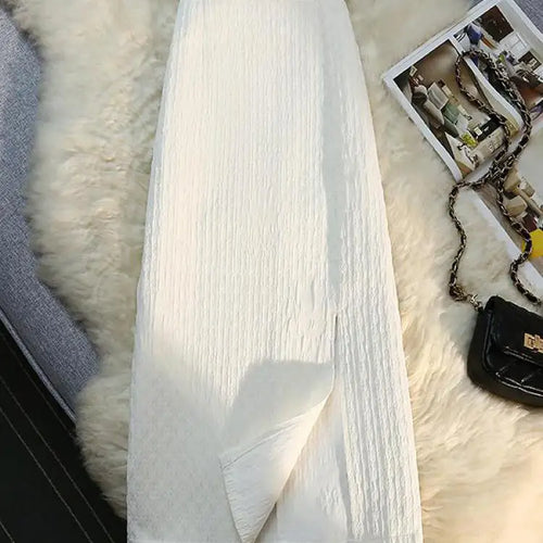 Load image into Gallery viewer, Women New Black White High Waist Wrapped Hip Zipper Long Skirt Spring Summer Pink Elegant Party Pencil Split Skirt Vintage Trend
