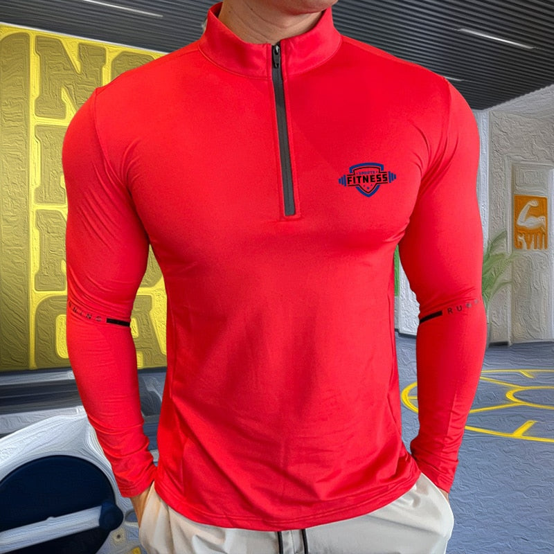 Mens Compression T-shirt Gym Fitness Sweatshirt Running Exercise Sports Tops Turtleneck Knitwear Long Sleeves Clothing Plus Size