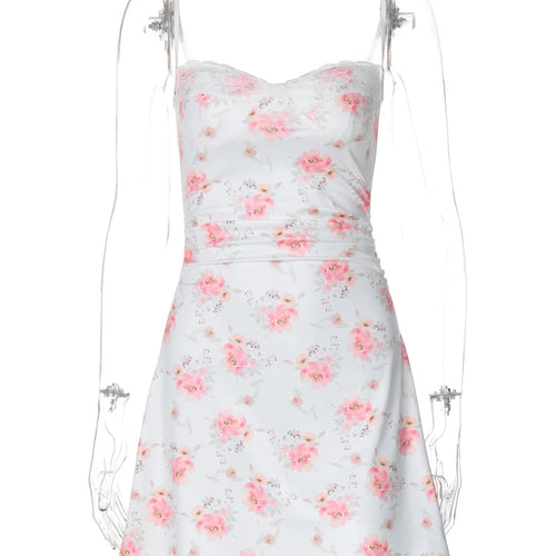 Load image into Gallery viewer, Elegant Floral Print Slips Draped Patchwork Lace Sexy Slim Mini Dress Summer Cute Outfits Birthday Party Vacation
