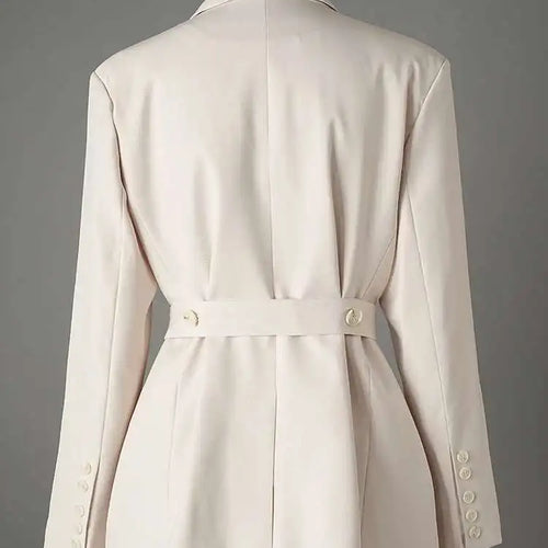 Load image into Gallery viewer, Women Beige Belted Pocket Big Size Elegant Blazer New Lapel Long Sleeve Jacket Fashion Tide Spring Autumn 2025 CPG2777
