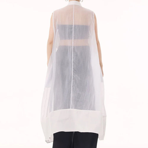 Load image into Gallery viewer, Women Black Mesh Perspective Big Size Long Shirt Dress New Lapel Sleeveless Fashion Tide Spring Summer 2025 1DH9517
