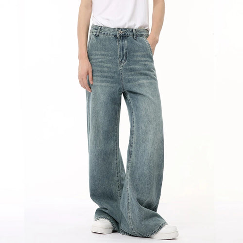 Load image into Gallery viewer, Korean Style Male Denim Pants Draping Straight Wide Leg Loose Washed Men&#39;s Casual Jeans New Summer Trendy 9C6676
