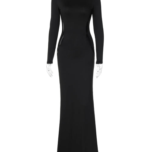 Load image into Gallery viewer, Autumn Elegant Black Long Sleeve Hollow Out Sexy Bodycon Maxi Dress Autumn Women Y2K Clothes Evening Party Birthday
